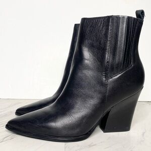 Marc Fisher Mariel Black Leather Heeled Bootie 9 1/2 M